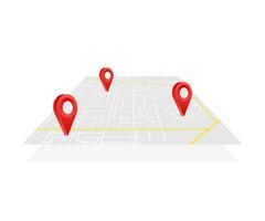 GPS navigator pointer on city map, from place to place. Vector stock illustration.