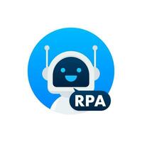 RPA Robotic process automation. Artificial intelligence, machine learning. Vector stock illustration