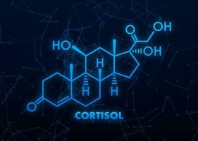 Stress hormone, cortisol chemical formula. Icon for medical design. Vector illustration.