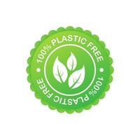 Plastic free green icon badge. Bpa plastic free chemical mark. Vector stock illustration