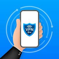 seguro vpn conexión concepto. virtual privado red conectividad descripción general. vector valores ilustración