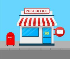 Building of post office. Vector illustration