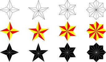 polígono estrella icono con 4,5,6,8 puntos icono conjunto vector