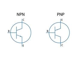 Transistor. PNP and NPN transistor vector part of electronica component.