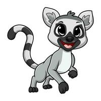 lindo, lemur, caricatura, blanco, plano de fondo vector