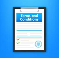 Terms and conditions. Protecting personal data. Document paper, contract. Vector stock illustration