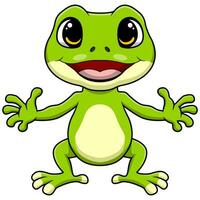 Cute frog cartoon on white background vector