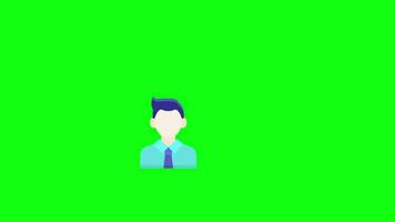 une homme dans une attacher est permanent sur une vert écran video
