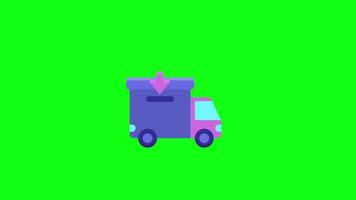 a cartoon truck on a green background video