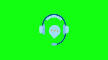 a green background with a headset and a phone video