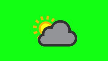 a cloud with sun and clouds on a green background video