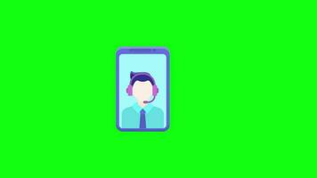 un' uomo è su un' Telefono con un' verde schermo video