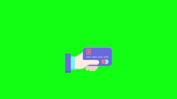 hand holding credit card on green screen video