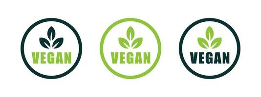 vegano redondo iconos vegano insignias o etiquetas. natural y orgánico productos vector escalable gráficos