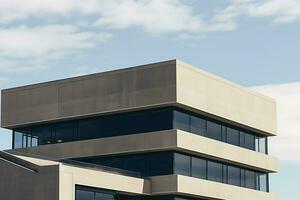 Close up of Abstract empty concrete building with modern style architecture. AI Generated photo