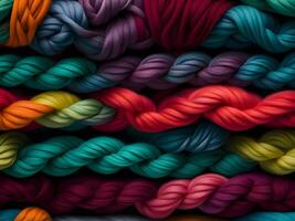 close up colored threads on a dark background photo