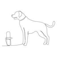 Single line dog outline continuous vector art illustration