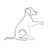 Single line dog outline continuous vector art illustration