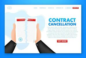 Contract cancellation business concept. Sign forbidden. Vector stock illustration