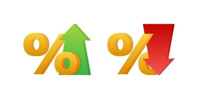 Percentage with arrow up and down. Banking, credit, interest rate. Vector stock illustration