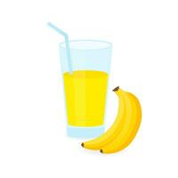 Icon of drink with fruit. Banana juice on white background. Vector illustration.