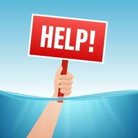 Help hands holding protest signs. Vector stock illustration