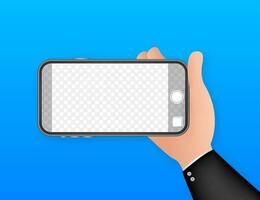 Monopod Selfie stick with empty smartphone screen. Stick for selfie. Vector stock illustration