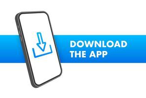 Download page of the mobile app. Empty screen smartphone for you app. Download app. Vector stock illustration.