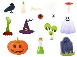 Halloween decoration element collection, scary night symbol vector