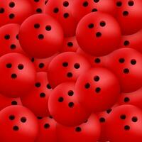 Red Bowling Ball sticker pattern on red background. Vector illustration