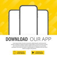 Download page of the mobile app. Empty screen smartphone for you app. Download app. Vector stock illustration.