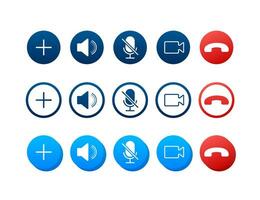 Set of Video call buttons. Web design.Video call buttons for mobile app design. Vector stock illustration
