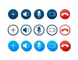 Set of Video call buttons. Web design.Video call buttons for mobile app design. Vector stock illustration