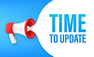 Megaphone with Time to update. Megaphone banner. Web design vector