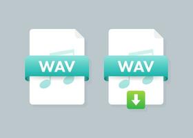 Download WAV button on laptop screen. Downloading document concept. File with WAV label and down arrow sign vector