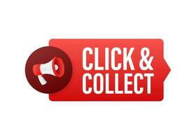 Megaphone click and collect banner. Flat style. Website vector icon. Vector stock illustration.