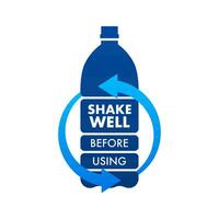 Shake well before using, label. Vector stock illustration