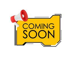 Megaphone label with coming soon. Megaphone banner. Web design. Vector stock illustration