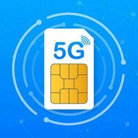 5G Sim Card. Mobile telecommunications technology symbol. Vector illustration.