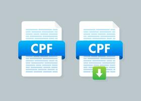 CPF file download flat icon. Vector flat illustration. Outline icon design. Isolated vector design