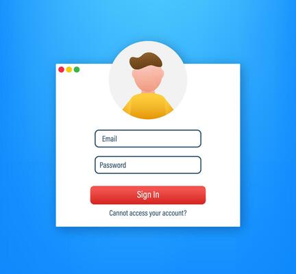 Login page on laptop screen. Notebook and online login form, sign in page. User profile, access to account concepts. Vector illustration