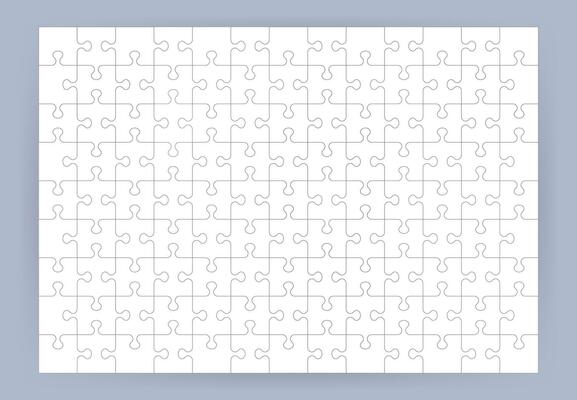 Jigsaw puzzle blank template or cutting guidelines. Vector illustration