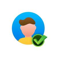 User Profile check. User authorized. Account verified. Vector stock illustration