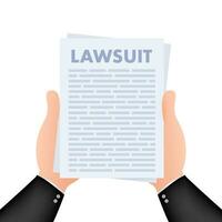 Lawsuit paper. Law document process. Vector stock illustration