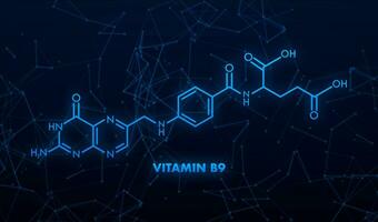 Vitamin b9 formula. Structural formula of vitamin B9. vector