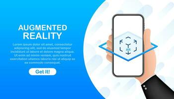 Virtual reality. AR for video game design. Media technology. Design concept augmented reality. Vector stock illustration