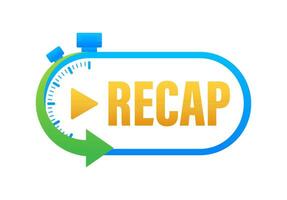 Recap, video play button replay. Watching on streaming. Vector stock illustration