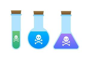 Bottle of magic acid toxic poison with skull. Vector stock illustration