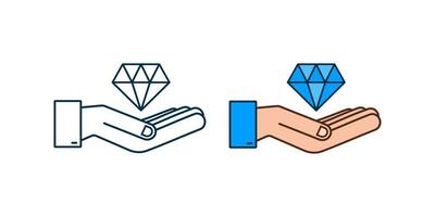 Diamond with hand icon design. Diamond with hand icon in trendy flat style design. Flat icon style vector illustration