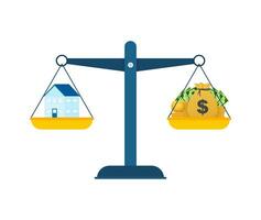 ilustración con dinero vs casa para concepto diseño. negocio concepto. financiero inversión. vector ilustración